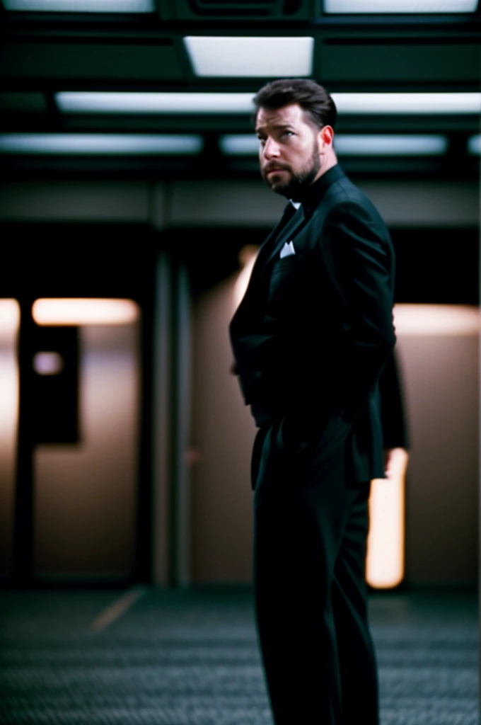 wrkr in cptvrn jacket,corporate bridge,Professional photography of a stunning man in detail, sharp focus, dramatic, award-winning, cinematic lighting, octane number, Unreal engine, dtx volumetrics, (Granularity, Boke, blurred foreground, blurred background)