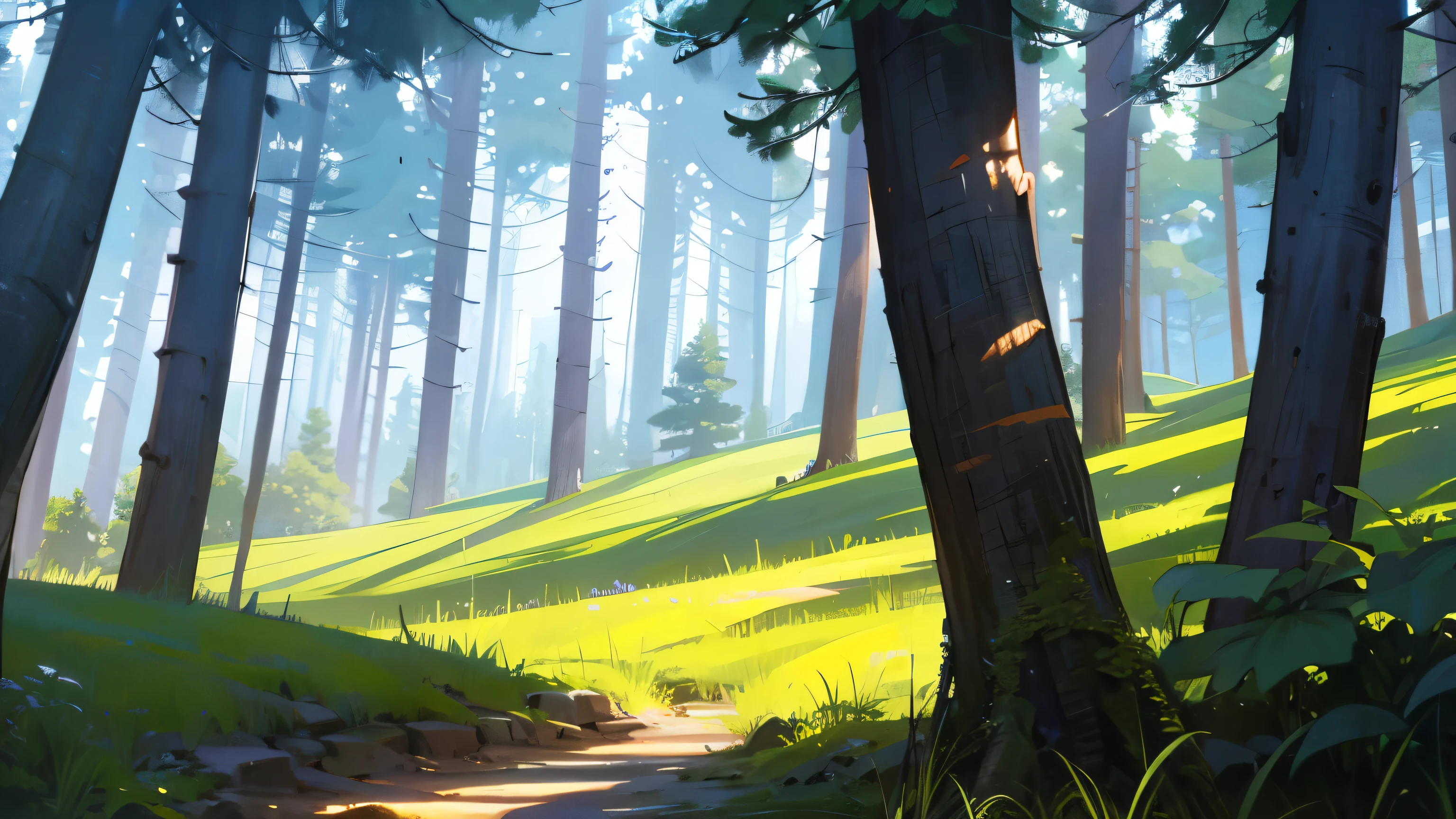 Forest, trees, midday sunlight, close-up