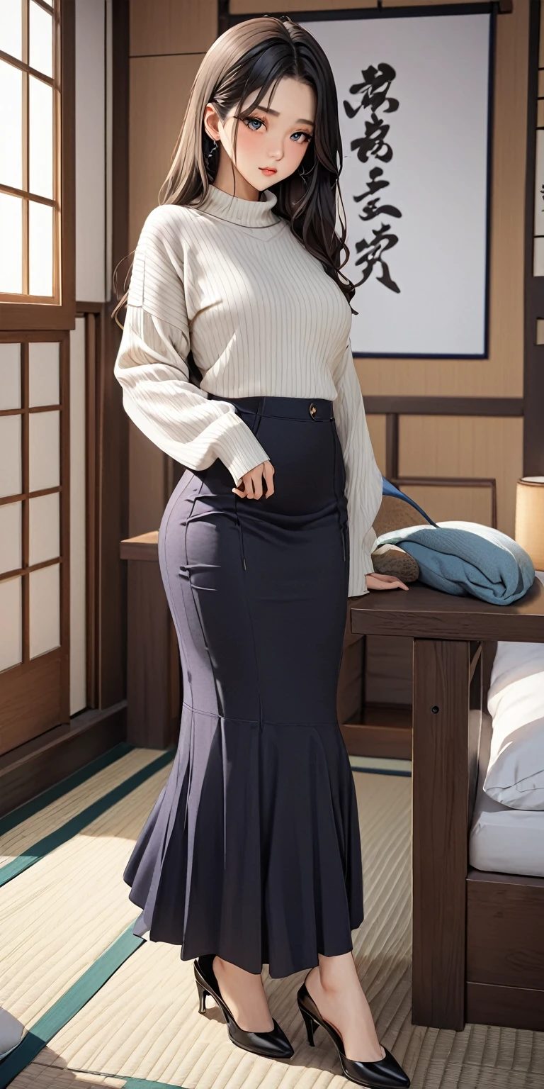 1 Girl, Huge breasts, Black Hair, high quality, Extremely detailed, masterpiece, Practical, gamis clothes,Weaving,permanent