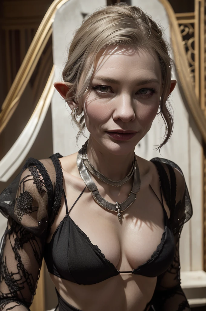 (cate Blanchett (25)), beautiful detailed eyes, beautiful detailed lips, extremely detailed eyes and face, long eyelashes, 1 girl, drow elf, midnight black skin, solid violet eyes, silver hair, confident, vicious, wearing only scant body jewelry in the style of a spider web, snake whip, unclad, fearless, dancing an evil but alluring dance in a room with a throne of bones at its center, best quality, 4k, 8k, highres, masterpiece:1.2, ultra-detailed, realistic, photorealistic, photo-realistic:1.37, HDR, UHD, studio lighting, ultra-fine painting, sharp focus, physically-based rendering, extreme detail description, professional, vivid colors, bokeh, full body portrait, show all of her, show her head to toe, show her entire body, show all of her, show all of her, show all of her
