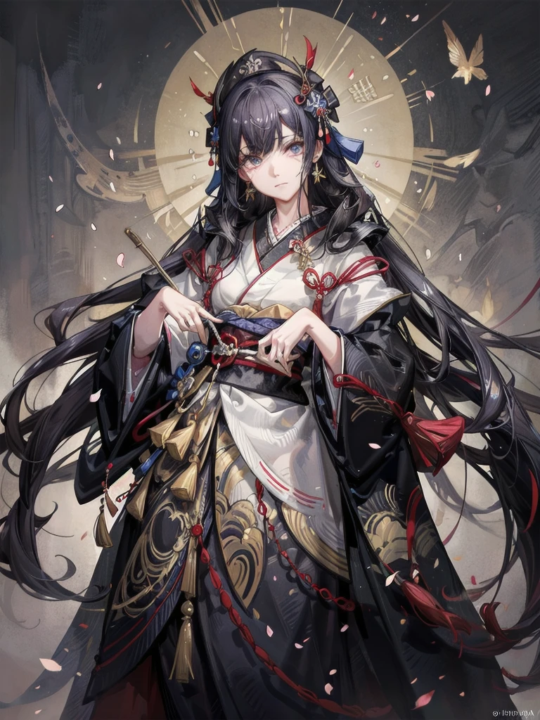 whole body, Anime character, aristocrat robe, kimono, haori, Taisho Era, Taisho Modern, absurdres, RAW photo, extremely delicate and beautiful, masterpiece, Best Quality, ultra high resolution, 32k, hyperrealistic, ultra-detailed, perfect figure, perfect shape, detailed description, pale skin, 20 years old, detailed beautiful face and eyes, tearful mole, earring, short medium hair, wavy hair,
