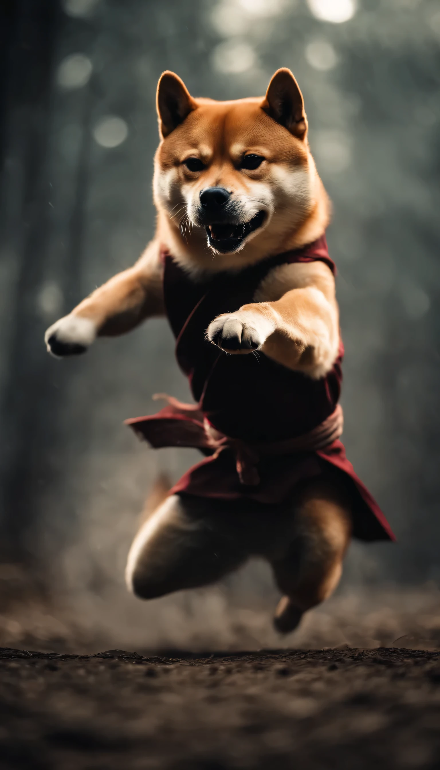 Angry Ninja Shiba Inu Demon in an attack pose