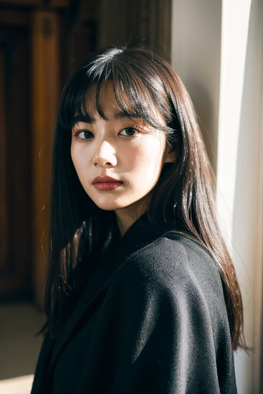 une femme aux cheveux longs portant une robe noire et une ceinture verte, nom de Jaeyeon, portrait d'korean female idol, lee ji-eun, lee ji-eun, Yoshitomo Nara, park from min, Hwang Se - Sur, sui ishida aux cheveux noirs, Lalisa Manobal, chiho