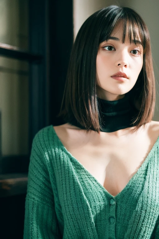 une femme aux cheveux longs portant une robe noire et une ceinture verte, nom de Jaeyeon, portrait d'korean female idol, lee ji-eun, lee ji-eun, Yoshitomo Nara, park from min, Hwang Se - Sur, sui ishida aux cheveux noirs, Lalisa Manobal, chiho