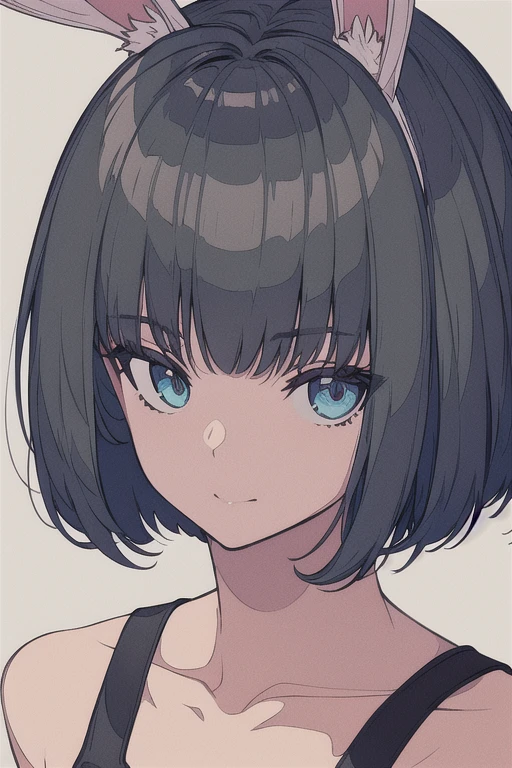 ((best quality)), ((masterpiece)), (detailed), perfect face
Black wolfcut short hair, blue eyes, bunny girl outfit, portrait