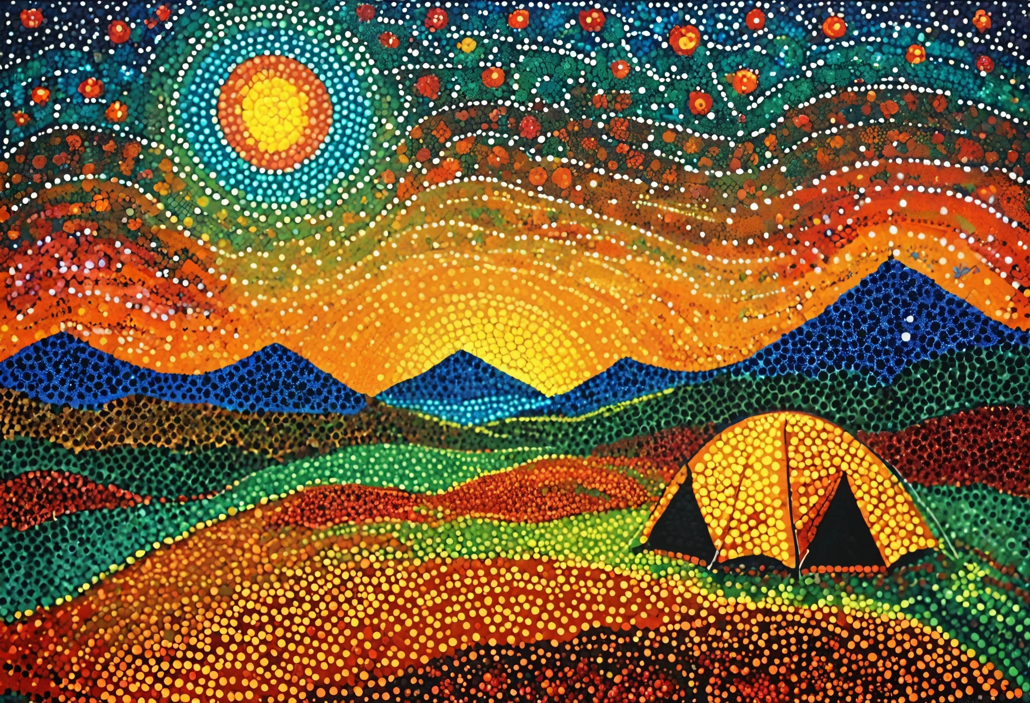 camping，dot art