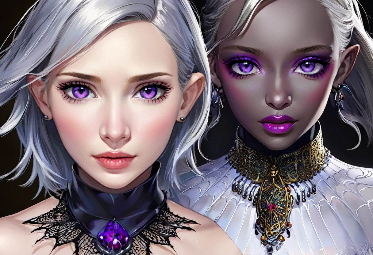 ((cate Blanchett (25)), beautiful detailed eyes, beautiful detailed lips, extremely detailed eyes and face, long eyelashes, 1 girl, drow elf, midnight black skin, solid violet eyes, silver hair, confident, vicious, wearing only scant body jewelry in the style of a spider web, snake whip, unclad), fearless, best quality, 4k, 8k, highres, masterpiece:1.2, ultra-detailed, realistic, photorealistic, photo-realistic:1.37, HDR, UHD, studio lighting, ultra-fine painting, sharp focus, physically-based rendering, extreme detail description, professional, vivid colors, bokeh, full body portrait, show all of her, show her head to toe, show her entire body, show all of her, show all of her, show all of her
