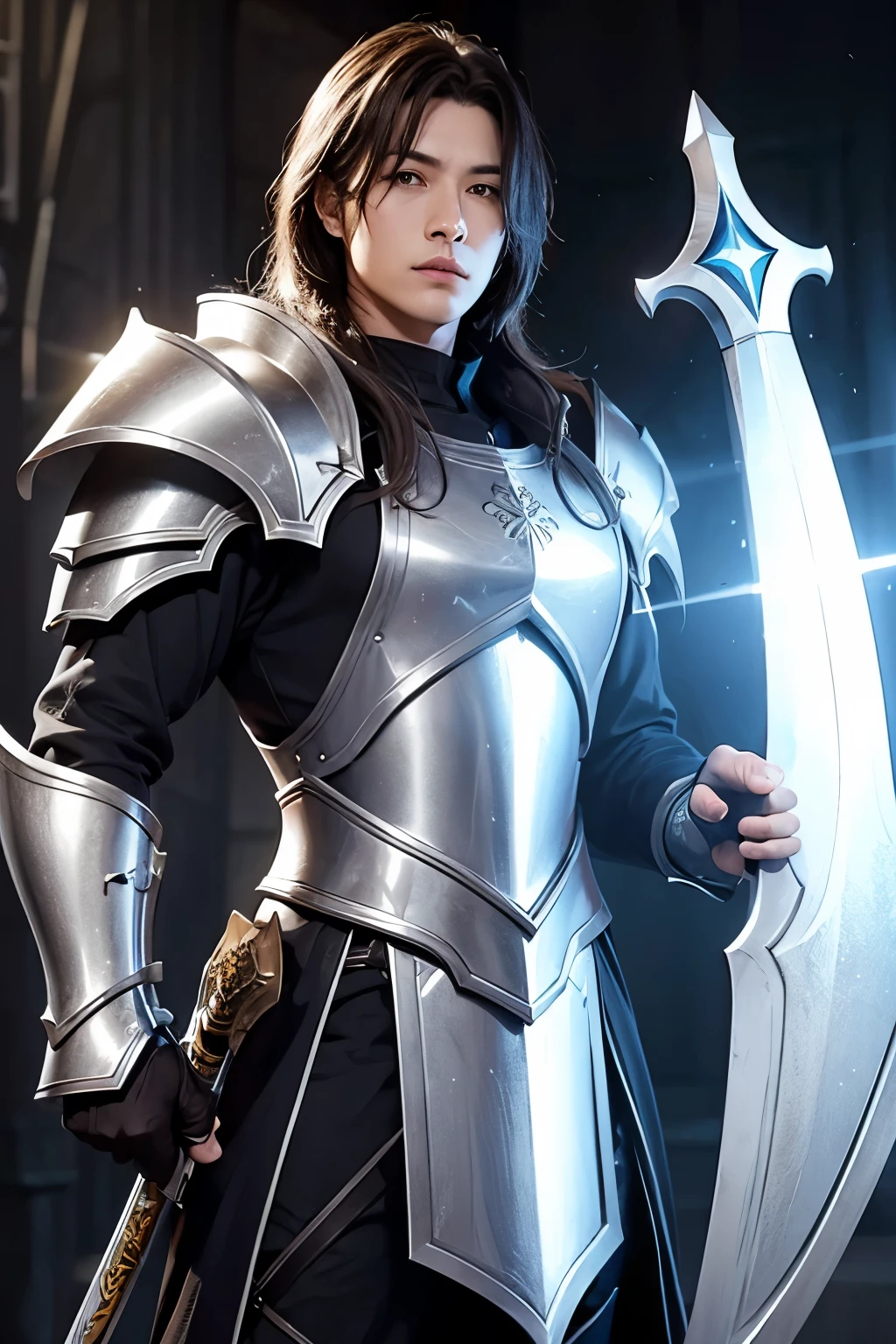 Draw of paladin with axe and sword