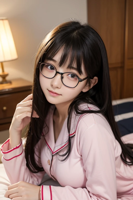 A woman in glasses and a dress is lying on the floor, with glasses, a hyperrealistic schoolgirl, Wear ultra-realistic pantyhose、shikamimi, with glasses on, Realistic Young Gravure Idol, with square glasses, sakimichan, Young Sensual Gravure Idol, Young Pretty Gravure Idol, 奈良美智, chiho
