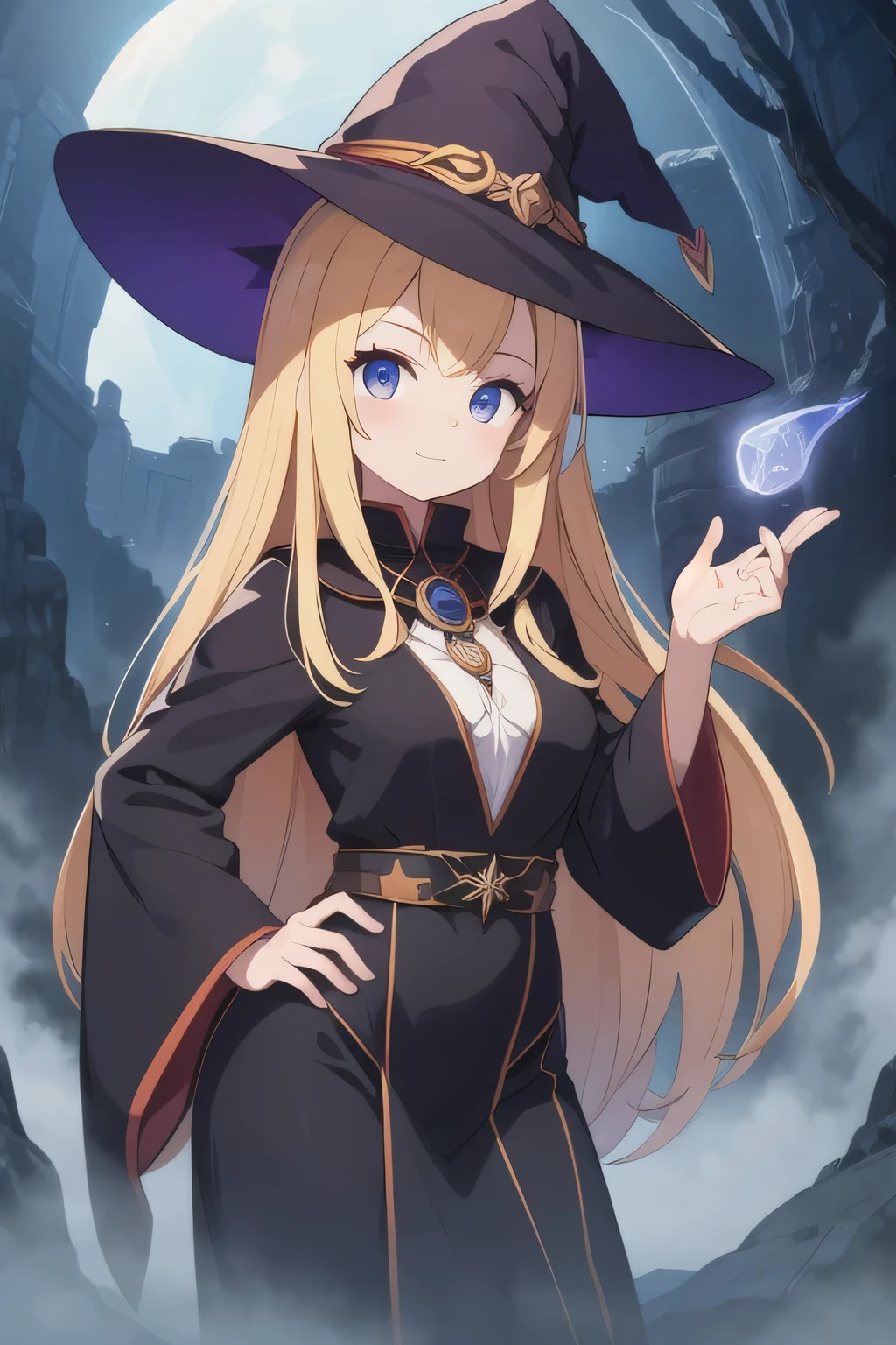 Beautiful Female long hair,witch ,fog