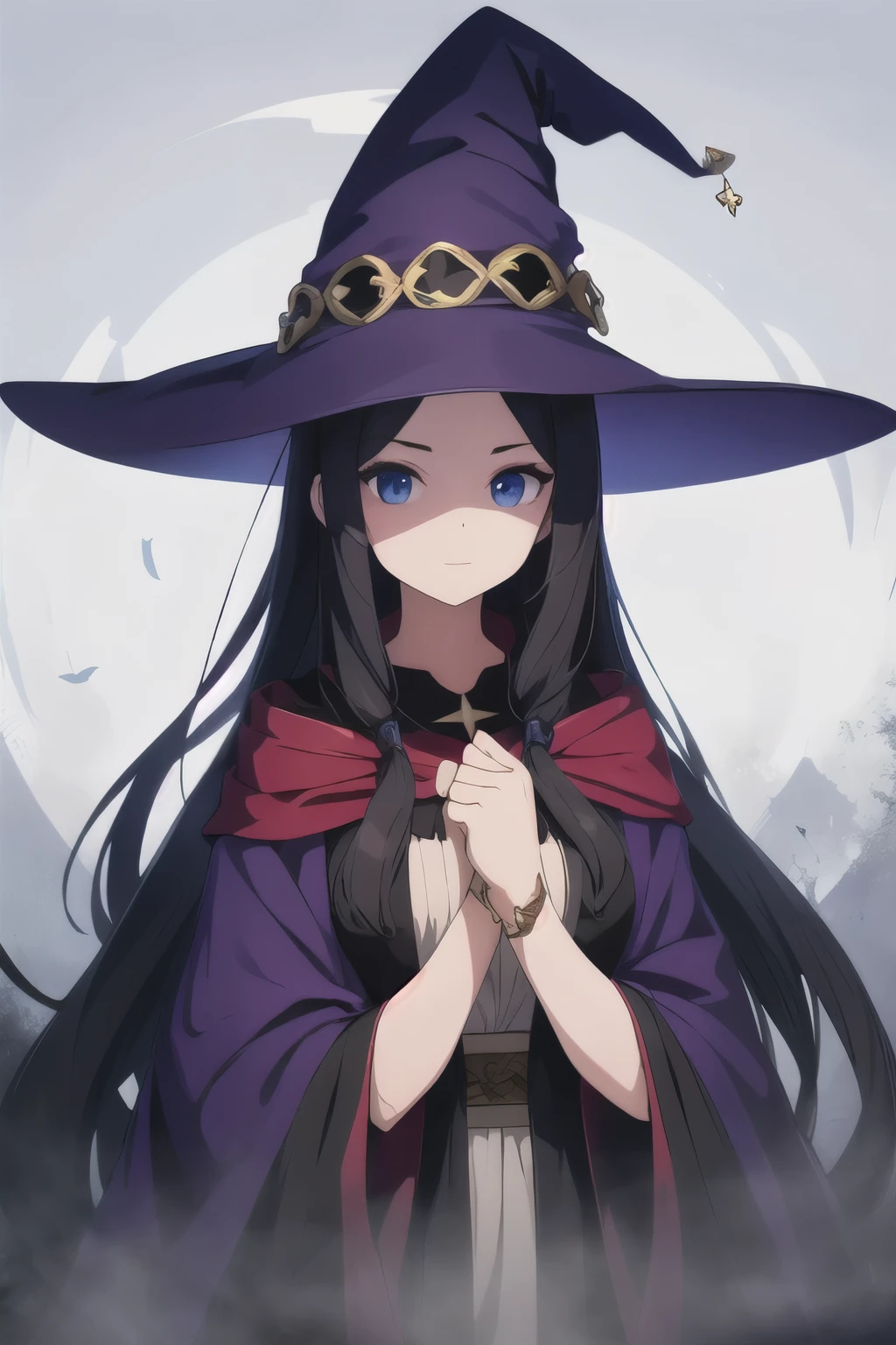 Beautiful Female long hair,witch ,fog