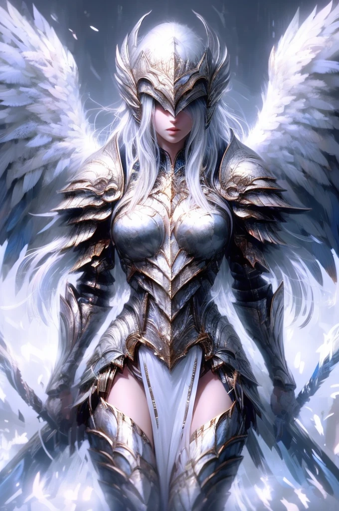 1 Girl,sit,White streamer,Saint,Martial God,blue