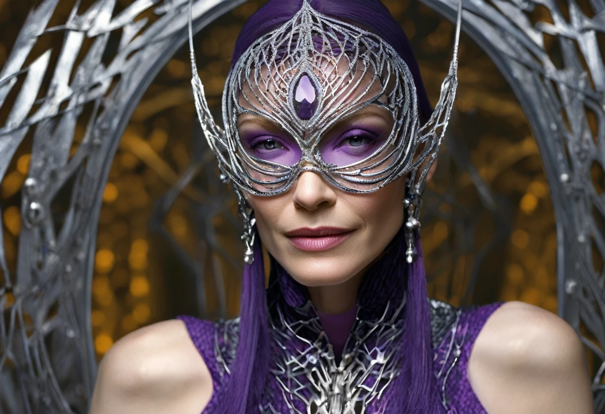 ((cate Blanchett (25)), beautiful detailed eyes, beautiful detailed lips, extremely detailed eyes and face, long eyelashes, 1 girl, drow elf, midnight black skin, solid violet eyes, silver hair, confident, vicious, wearing only scant body jewelry in the style of a spider web, snake whip, unclad), fearless, best quality, 4k, 8k, highres, masterpiece:1.2, ultra-detailed, realistic, photorealistic, photo-realistic:1.37, HDR, UHD, studio lighting, ultra-fine painting, sharp focus, physically-based rendering, extreme detail description, professional, vivid colors, bokeh, full body portrait, show all of her, show her head to toe, show her entire body, show all of her, show all of her, show all of her
