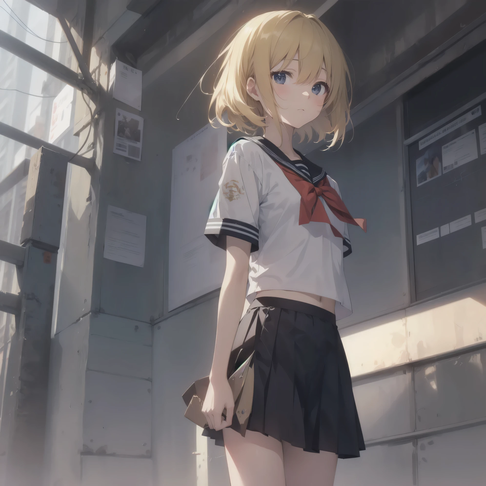 ultra-absurdres-Top quality by artist God, ultra-detailed, high resolution, anime moe artstyle, best anime 8k konachan wallpaper, pixiv contest winner, pool:2810, perfect anatomy,break, 1girl, (Please draw a girl walking sleepily to school alone. )break,(Solo,little female, 13-year-old:1.3),Full limbs, complete fingers,a junior high school student, (very short hair), short cut, flat chest, , small butt, small black eyes, beautiful detailed eyes, well-proportioned iris and pupils, expressive eyes, highres detailed hair, soft expression, salor school_uniform, sailor collar, serahuku, bow, pleated skirt,(Detailed Lighting), (Detailed background), in the School commute route. break,super detailed skin, Best cinematic lighting powered by famous artist, 8k,beauty illustration,photoshop_(medium),very aesthetic,break,((artist:nanashi_(nlo) )), artist:clamp ,artist:carnelian ,artist:kantoku ,