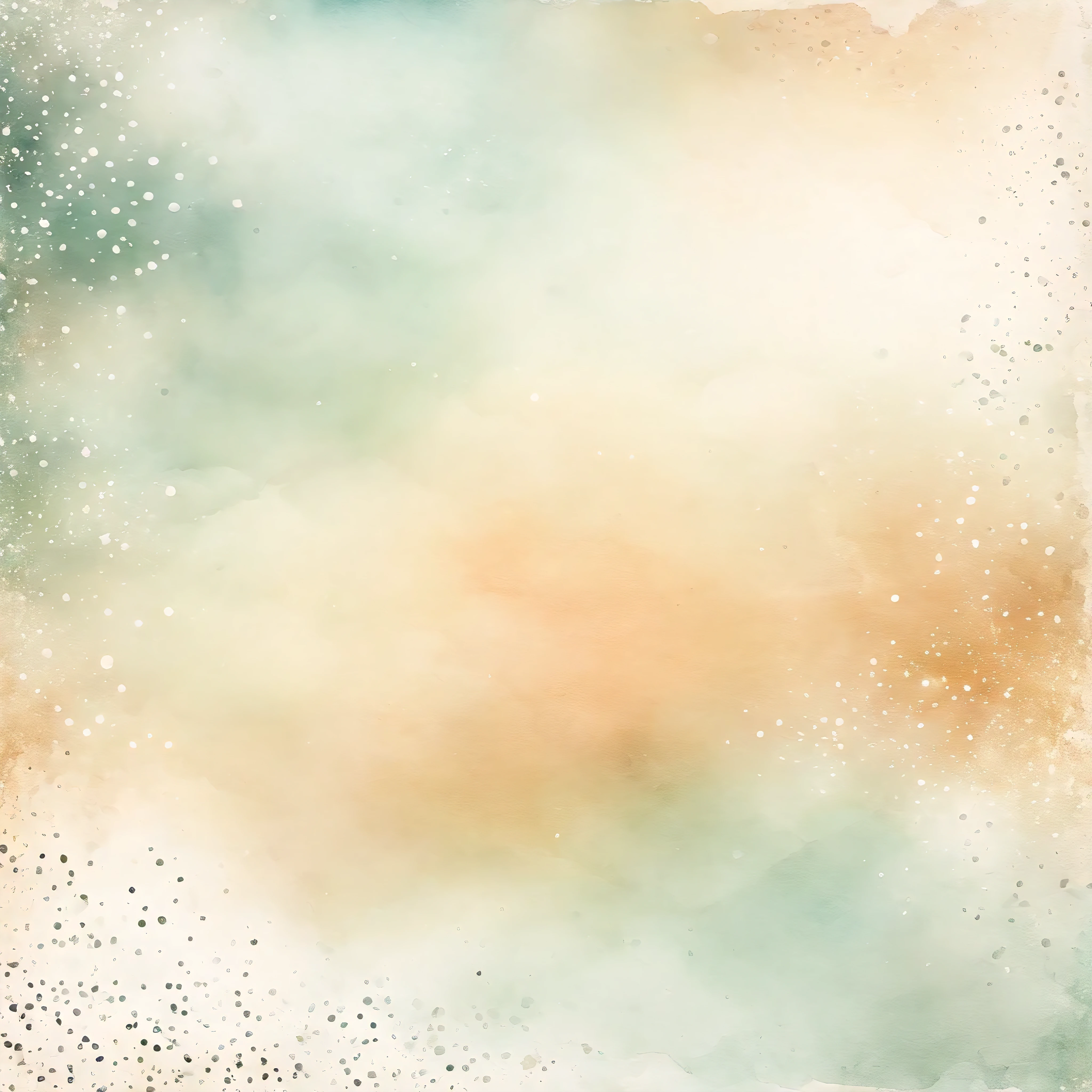 Create a textured watercolor paper background in white. Throughout the paper there is a pattern of small polka dots in pale earthy tones.