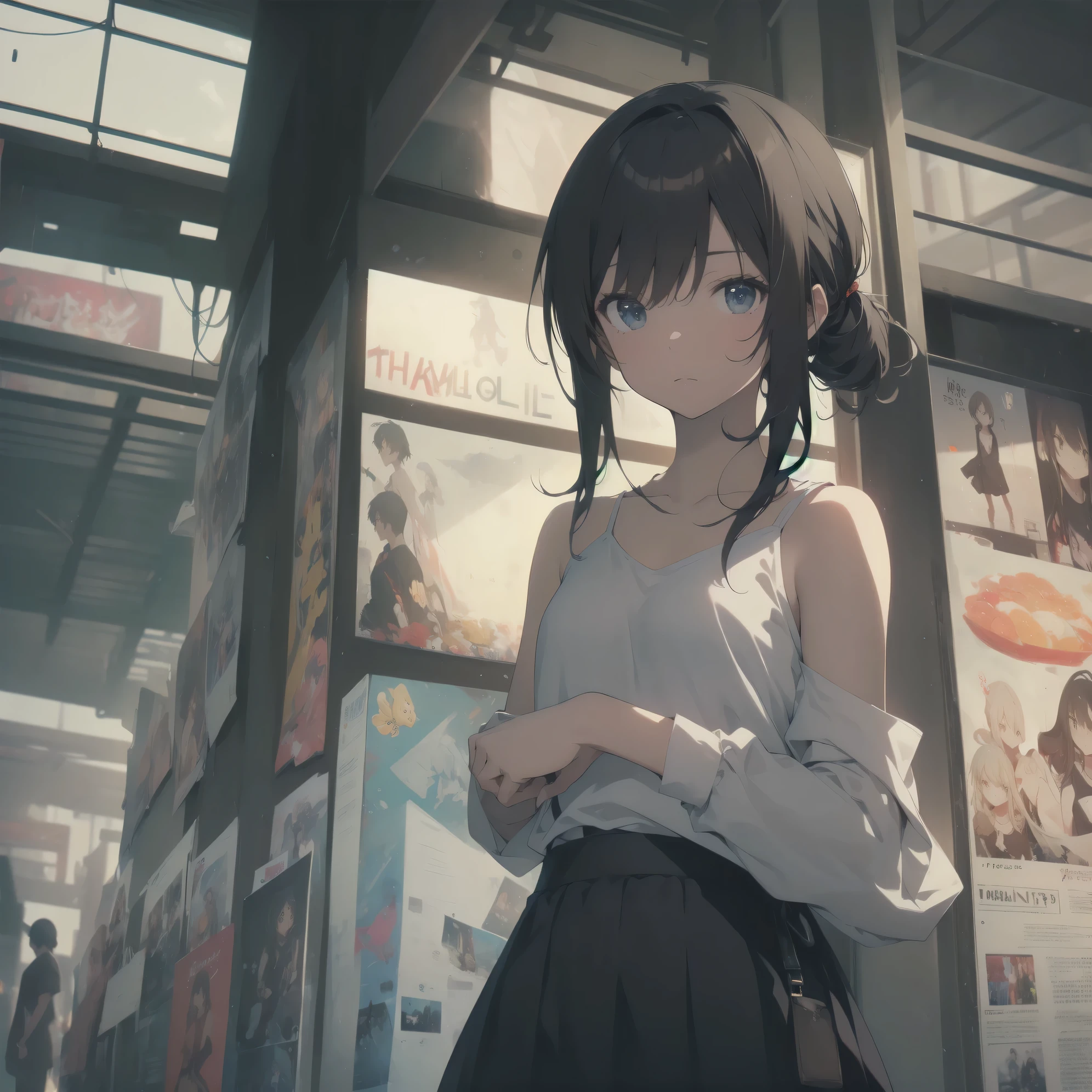 ultra-absurdres-Top quality by artist God, ultra-detailed, high resolution, anime moe artstyle, best anime 8k konachan wallpaper, pixiv contest winner, pool:2810, perfect anatomy,break, 1girl, (Please draw a girl and cat walking sleepily. )break,(Solo,dark-skinned female, 10-year-old:1.3),Full limbs, complete fingers,, (short hair, low ponytail), flat chest, , small butt, small black eyes, beautiful detailed eyes, well-proportioned iris and pupils, expressive eyes, highres detailed hair, tank top, bare shoulders, short shorts, (Detailed Lighting), (Detailed background),summer, In Nature. break,super detailed skin, Best cinematic lighting powered by famous artist, 8k,beauty illustration,photoshop_(medium),very aesthetic,break,((artist:kouno_(masao) )), artist:clamp ,artist:carnelian ,artist:kantoku ,
