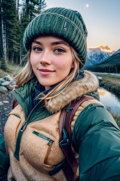 VeronicaCipher ((upper body selfie, happy)), masterpiece, best quality, ultra-detailed, solo, outdoors, (night), mountains, nature, (stars, moon) cheerful, happy, backpack, sleeping bag, camping stove, water bottle, mountain boots, gloves, sweater, hat, flashlight, forest, rocks, river, wood, smoke, shadows, contrast, clear sky, analog style (look at viewer:1.2) (skin texture) (film grain:1.3), (warm hue, warm tone) :1.2), close up, cinematic light, sidelighting, ultra high res, best shadow, RAW, upper body, , wearing pullover
kodak vision 3,