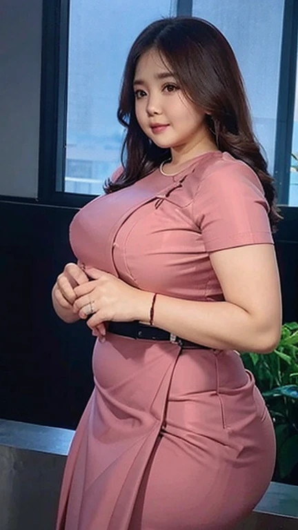 An overweight young woman