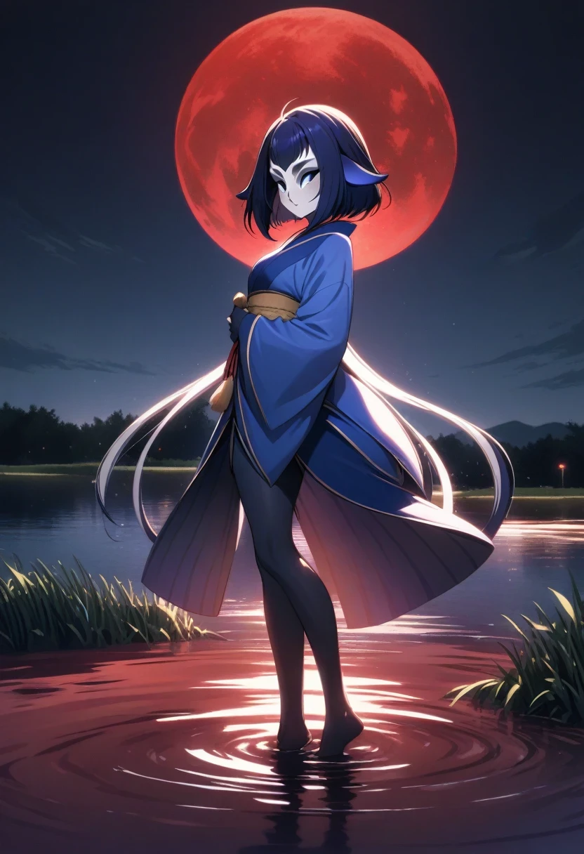 (shylily/(Twich/):1.5),(masterpiece:1.2),(best quality:1.2),(pond:0.6),(Sand road:0.4),(Lots of red flowers in bloom:0.4),(A girl:0.1)
In the middle of the night, a woman wearing a kimono is standing alone on the shore of a pond with the red moon and a pond in the background, But due to the backlight of the moon, Her front is in the shadow,I can't see her expression, But only her eyes glowed red. Only narrow, A straight gravel road,Only allows people to walk to the feet of women, The rest is covered with numerous clusters of blooming Tradescantia flowers..