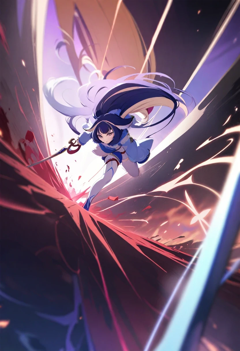 (shylily/(Twich/):1.5),(masterpiece:1.2),(best quality:1.2),Be brave and kill your enemies，Exaggerated movements，flashy action，Slash the enemy，(look at the enemy)，{{Very wide wide angle lens}},{{from below}}，((Hook of Holland)),((view))，,((The course of the battle))，Two people play against each other，Battle scenes，Fine details,Depth of Field, (((With sword))), angry face,(Beautiful and delicate eyes), Blood Drop,blood mist, Floating hair,optical axis, Soft Focus, character focus,messy hair,Long bangs, hair between eyes, View Viewer,lowing hair, floating, Splashing blood,long hair,(Blood)