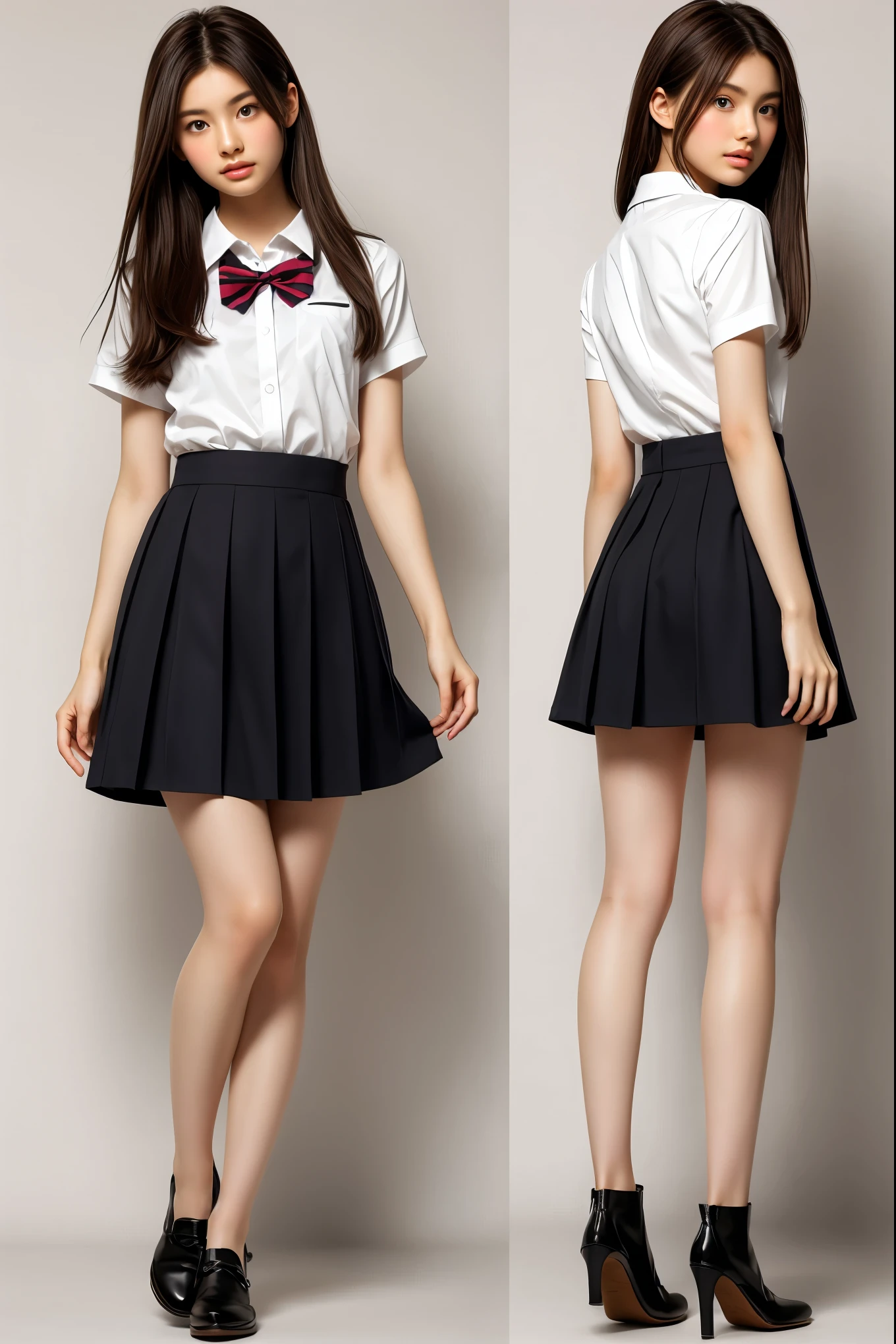 (full body:1.3), ((solo)), (twin-tailed hair solo girl), (slender small breasts), (summer school uniform:1.3), (without background:1.3)、(true anatomically correct:1.3), (complete hands:1.3), (complete fingers:1.3), Photorealistic, Raw photography, masterpiece, top-quality, Hi-Res, delicate and pretty, face perfect, Beautiful detailed eyes, Fair skin, Real Human Skin, pores, ((thin legs)), (Dark hair),
