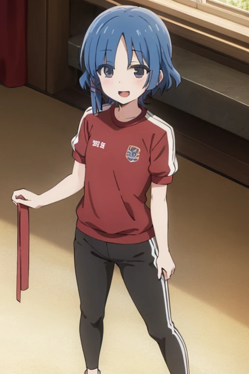 ((highest quality)), ((masterpiece)), (be familiar with), Perfect Face, indoor, Bedroom, Watching the audience,
One woman, Ryo Yamada,
Open Mouth, Ecstatic expression, blush, smile,
Small breasts, Flat Chest, Young Girl, , , Girl,
Short Hair, short hair,
Gym suit, White short sleeves, Black shorts, Leg spread,