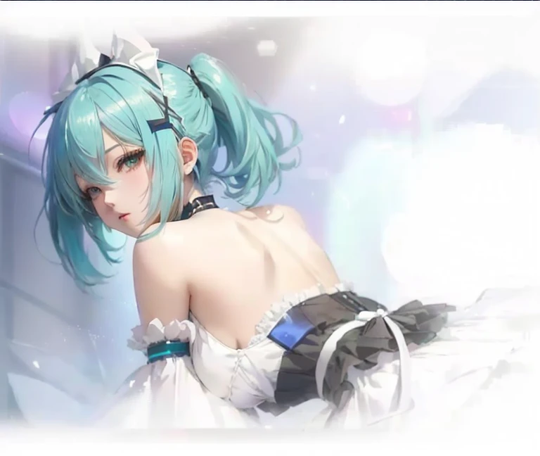 Anime Girl，Blue hair and white dress posing, futuredayo, Top rated on Pixiv, future, Pixiv 3DCG, hatsune future short hair, hatsune future, Popularity on pixiv, singing, I will deny this, pixiv, guweiz, Popular on Pixiv, On pixiv, 诱人的Anime Girl