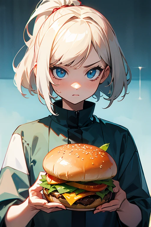 anime,modern,OL,Beauty,Troubled face,?Icon,Has something changed about the cheeseburger?