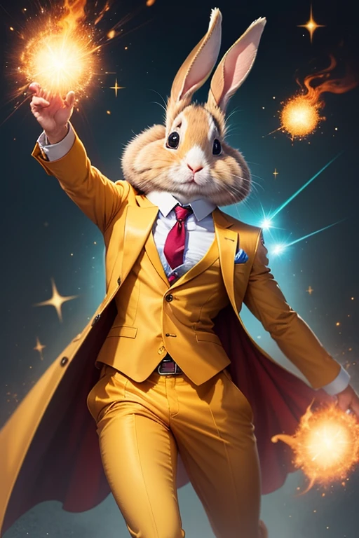a rabbit who has super powers, namely magic, and wears a neat suit