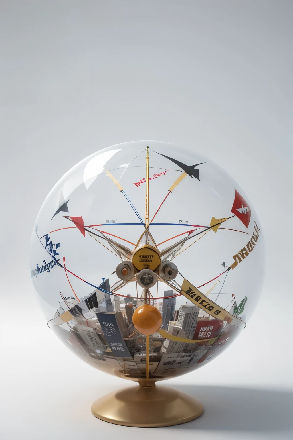 3D illustration on the topic 'targeting'. On a light background. It depicts 3D: exchange, arrows, advertising, banner, telephone, advertising and other things from the sphere. in stylish design, minimalism