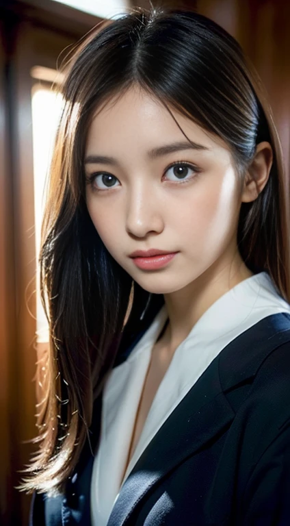 (((32k,High detail,High definition、masterpiece,Attention to detail,Esbian all over,solo))),RAW Photos & Realistic atmosphere,美しい濃いblue eyes,Mouth details,Glossy lips,Fine eyebrows,With soft white skin that shines in every detail、Detailed eyes、blue eyes,Very beautiful eyes,Detailed lips、Very beautiful face,Very well-formed face、A vivid face,Beautiful, shining lips, Realistic Young Gravure Idol, Very beautiful school girl, , Young Sensual Gravure Idol, Young Gravure Idol, Beautiful and cute adult16 years old ,The whole body is wet,Dripping,Blushing,Very beautiful, Sexy and classy16 years oldの女の子,Medium-long brown shiny hair,Wet hair,Dripping水,Dripping,(Looking into the camera:1.4),(darkness,Very dark,Use a flashlight to illuminate an object in a dark classroom:1.7),(Sexy,Healthy and toned body,High Detail High Vision High Vision Japan HDTV Black HDTV High Vision Black High Vision Black High Vision High Vision Black High Vision High Vision Uniform,well-shaped chest of medium size,,,Mature Body, I feel anxious and like crying,Watery eyes,Cold Smile,Glare,Glare顔も美しい,High Resolution Arm,,High Resolution Finger,:1.5),(The chest of the uniform is open,Wearing a classy uniform in black and red、黒のパンストとSexy脚を身につけて、She is standing upright, shyly lifting her skirt.:1.7)、Clothes are open
