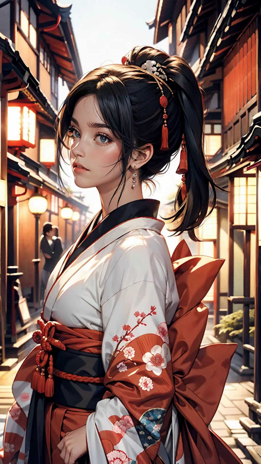 Japan&#39;s Heian Period、Murasaki Shikibu、Wear the Twelve-Piece、Located in a temple-style mansion、Black Hair、long hair、Ankle-length hair