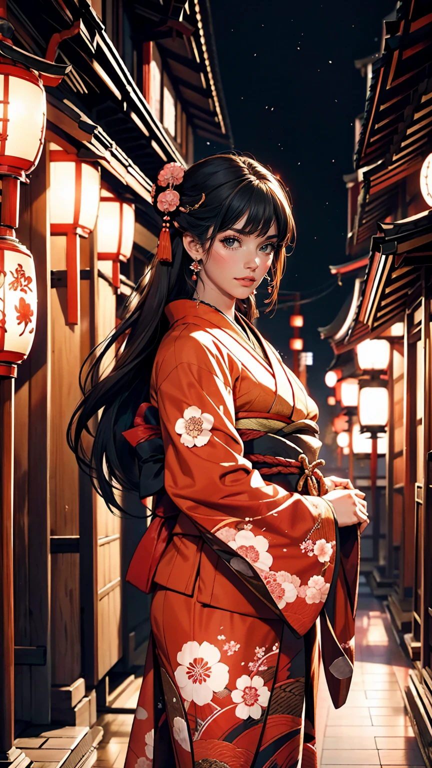 Japan's Heian Period、Heian nobility、public、Murasaki Shikibu、Twelve-layered kimono((12 photos))Wear、Located in a temple-style mansion、Black Hair、long hair、Ankle-length hair
