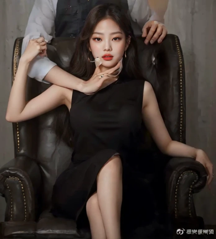 Jennie Kim - big open eyes, juicy pink lips, sensual expression, smirk