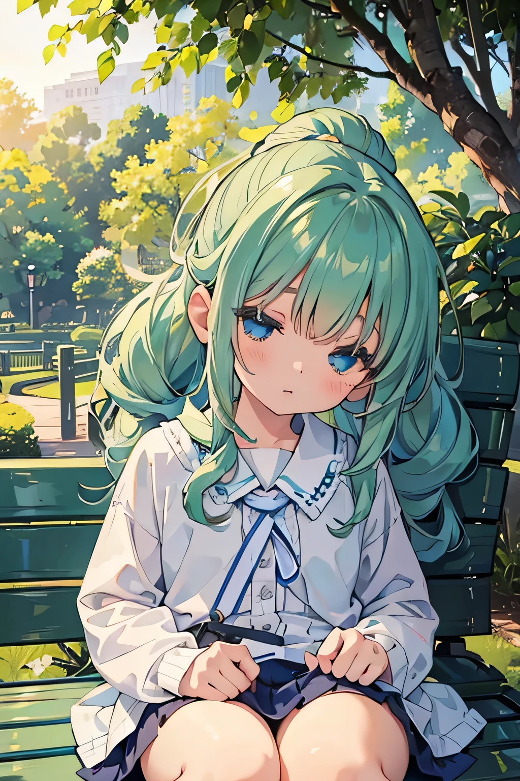 highest quality、High resolution、Detailed Background、(Beautiful face in every detail:1.4)、Anatomically correct、Hide your hands、(Detailed facial expressions)、(Detailed eyes:1.2)、(Detailed eyes:1.2)、Teenage beauty、(Highly detailed face:1.4)、Cute hair colour、Bob、ponytail、Twin tails、well-groomed eyebrows、A picturesque scene、
(A girl sleeping peacefully on a park bench:1.5)、
In a corner of the lush park, there is a bench with a shady, relaxing atmosphere.、
There you can see a girl sleeping with a relaxed expression.、
The soft sunlight reflects off the girl, giving her an angelic aura.、
The way she stretches out her legs and curls up in a ball makes her look like she is enjoying a truly blissful time.、Are you having fun in your dreams?、
Her calm expression truly expresses the girl's happy mood.、
The tranquil space surrounding the girl can truly be described as a picturesque scene.、
If you can quietly capture the girl relaxing, you can get a very cute shot.、
You can capture the gentle image of a girl resting comfortably in nature.