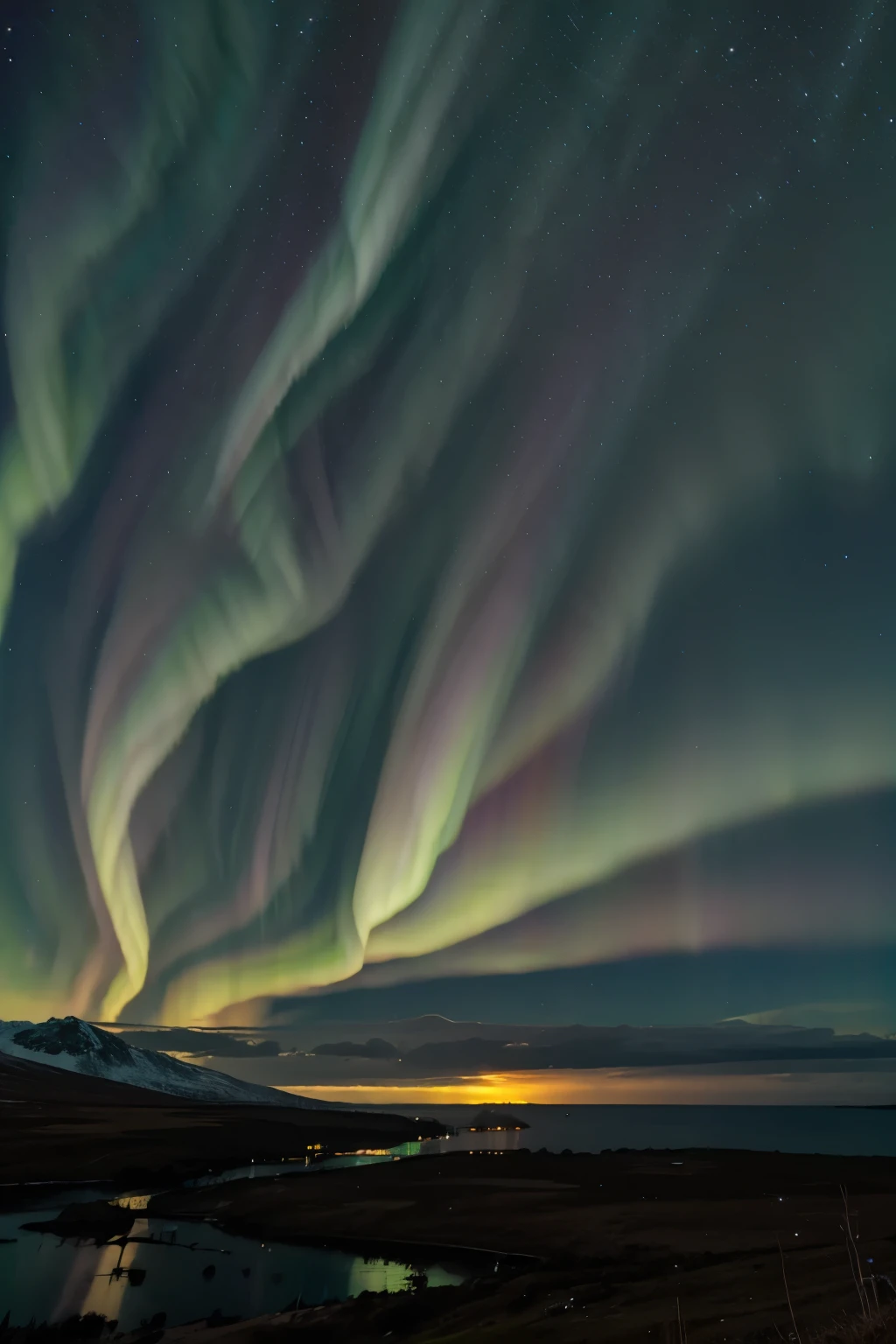 Paisaje imponente con auroras boreales
