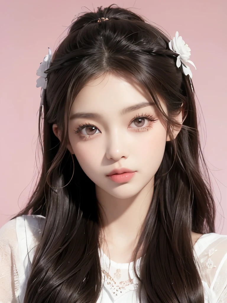 Kim Jennie with dark brown hair, mientras trenzas bonitas, with little curlers in her hair, con ojos marrones claros, ojos bonitos, with long and beautiful eyelashes, cejas perfectas, thick heart shaped lips with cupid&#39;s bow, Crimson lips, piel bonita, piel blanca y palida, con tonos rosas, with a natural blush and soft crimson color, con un maquillaje ligero, con pecas y lunares en sus mejillas, nariz respingada y bonita, button nose, while she is wearing a long skirt and a sweatshirt, while sitting on a couch in a room, con su novia, mientras se encuentran sentadas, (pechos grandes, pechos bonitos, pechos suaves, escode desnudo), sitting in an armchair, cuerpo completo, cuerpo bonito, con una chica igual de bonita que ella, mirando a la camara, Foto bonita, selfie