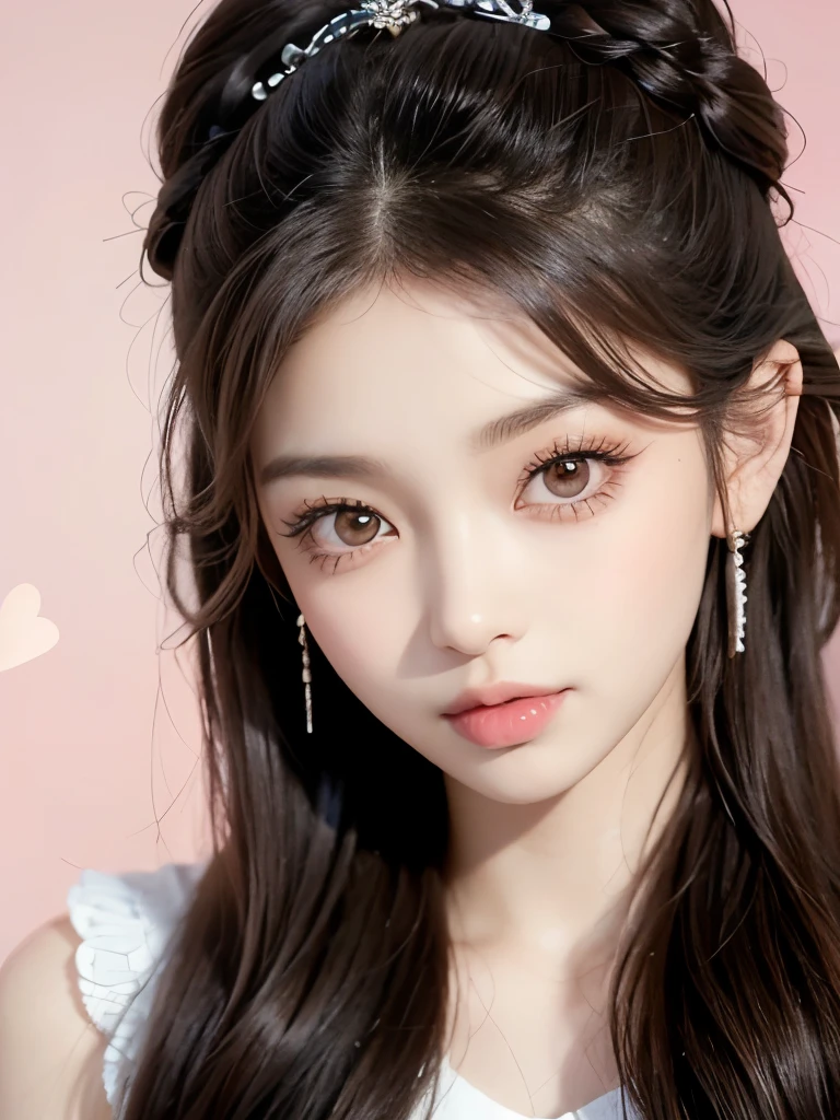 Kim Jennie with dark brown hair, mientras trenzas bonitas, with little curlers in her hair, con ojos marrones claros, ojos bonitos, with long and beautiful eyelashes, cejas perfectas, thick heart shaped lips with cupid's bow, Crimson lips, piel bonita, piel blanca y palida, con tonos rosas, with a natural blush and soft crimson color, con un maquillaje ligero, con pecas y lunares en sus mejillas, nariz respingada y bonita, button nose, while she is wearing a long skirt and a sweatshirt, while sitting on a couch in a room, con su novia, mientras se encuentran sentadas, (pechos grandes, pechos bonitos, pechos suaves, escode desnudo), sitting in an armchair, cuerpo completo, cuerpo bonito, con una chica igual de bonita que ella, mirando a la camara, Foto bonita, selfie