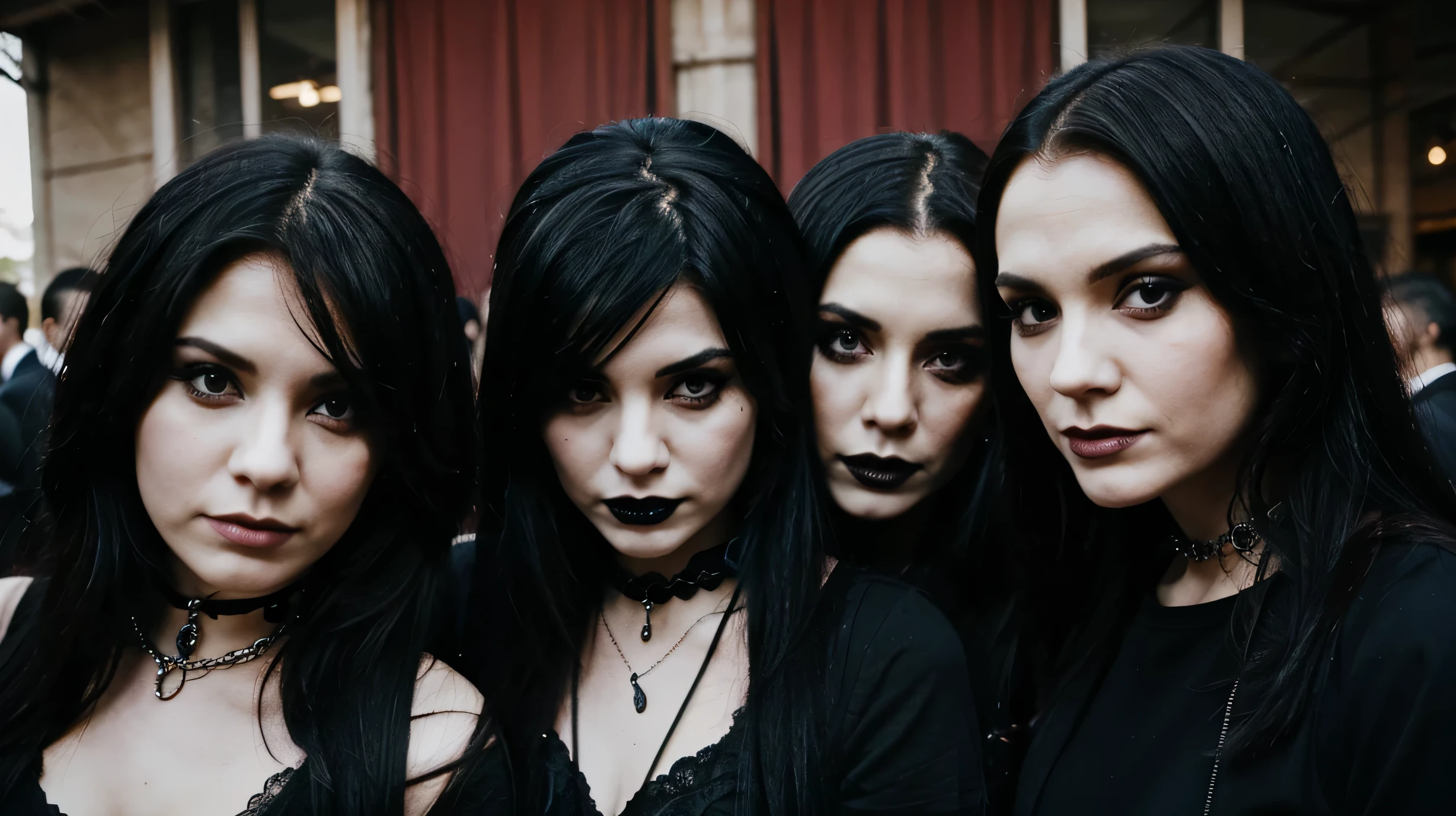 a photo of a reunion of goth people