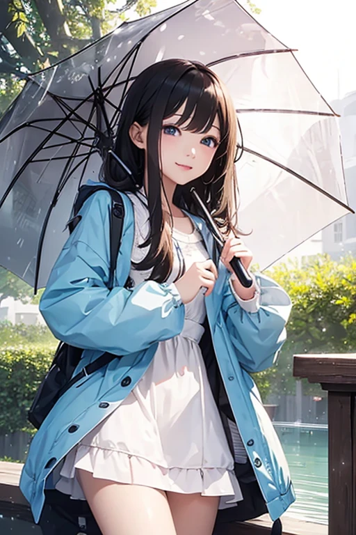 high quality、masterpiece、High sensitivity、One Woman、Wet day、Use an umbrella、Going out、Small 
