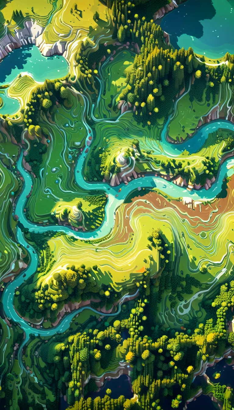detailed pixel art, low resolution video game style, In a realm where pixels dance and colors intertwine, a buried tale emerges from the depths of time. Imagine the ancient German site of Flintbek, its soil a tapestry woven with the brushstrokes of history. Beneath the surface, a pair of twisting, parallel grooves unveil themselves, etched like calligraphic strokes upon the canvas of the earth. These grooves, frozen in time for over five millennia, beckoned to be brought to life through the vibrant hues of anime art. Envision each furrow as a sinuous line, tracing its path through the rich, dot-matrix soil, against a backdrop of meticulously crafted landscapes. The scene breathes with the energy of a frame-by-frame animation, inviting the viewer to become a voyager in this ancient, pixelated world. Bright and vivid colors are used with high resolution details, cyberpunk, lo-fi,