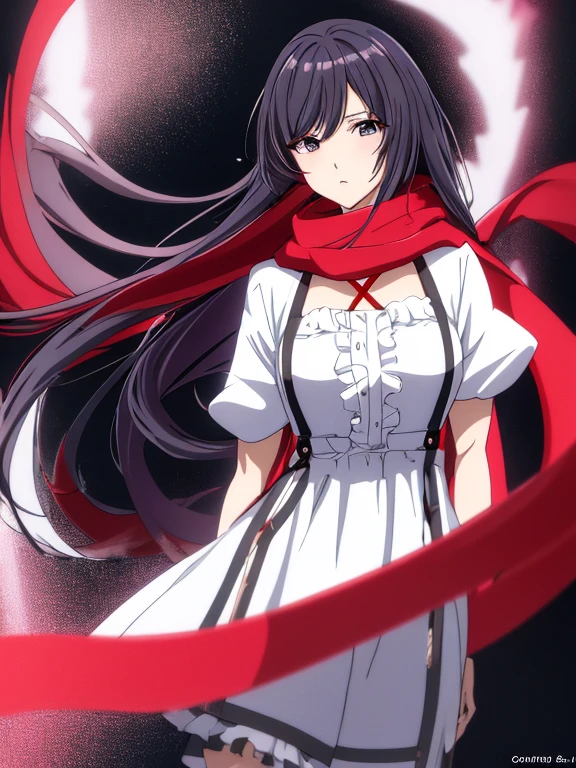 Anime girl with long hair and red scarf standing in front of the crowd, estilo animado 4k, fondos de pantalla animados 4k, fondos de pantalla animados 4k, fondo de pantalla animado 4k, anime rudo 8k, Fondo de pantalla de arte anime 4k, Fondo de pantalla de arte anime 4k, Fondos de pantalla manga 4k, Fondo de pantalla de arte animado 8K, estilo de anime. 8K, personaje de anime femenino