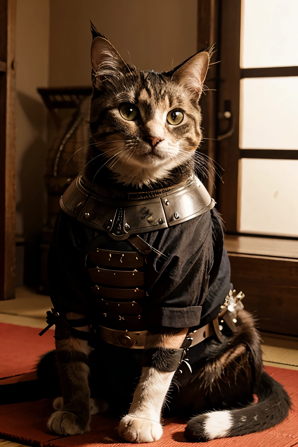 Cat in samurai armor