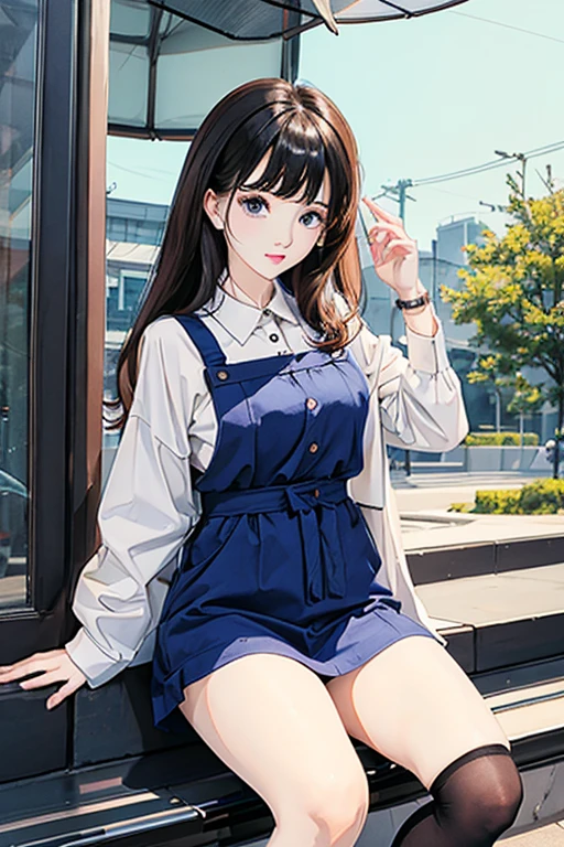 highest quality、masterpiece、High sensitivity、high density、One Woman、Wet day、commute、Thin thighs、