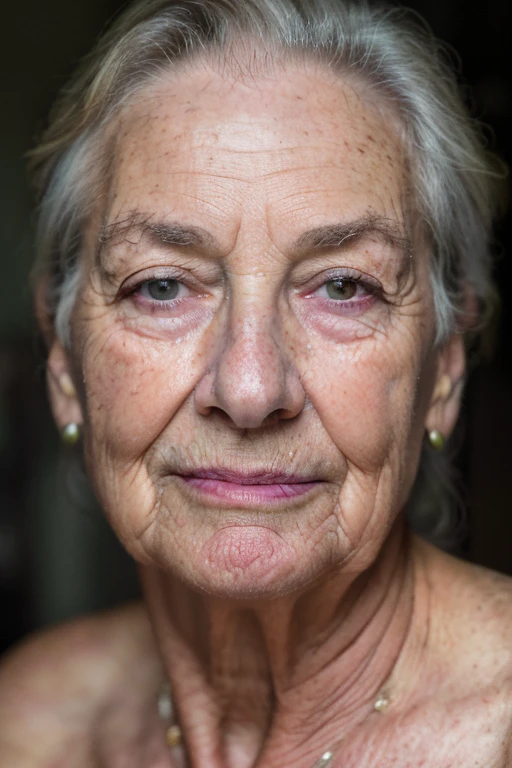 ((best quality,4k,8k,highres,masterpiece:1.2),ultra-detailed,(realistic,photorealistic,photo-realistic:1.37)),a 95 year old nude woman,extremely detailed face,detailed skin texture,wrinkles,veins,age spots,old age,natural lighting,warm color tones,chiaroscuro lighting,dramatic shadows,cinematic composition