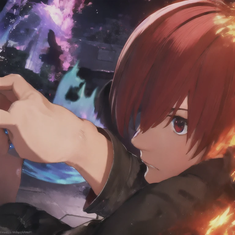 30-year-old male, alone, alone, Athletic ability, Video Game Characters, King of Fighters, Iori Yagami, Wearing a trench coat, Blue Fire, Movie, Ultra-sharp focus, Award-winning photography, Perfect contrast, High Sharpness, Depth of written boundary, Ultra HD Photos, Global Illumination, Smooth, Ultra-high resolution, 8k, Unreal Engine 5, Ultra-sharp focus, Award-winning photography, Art Station Trends,