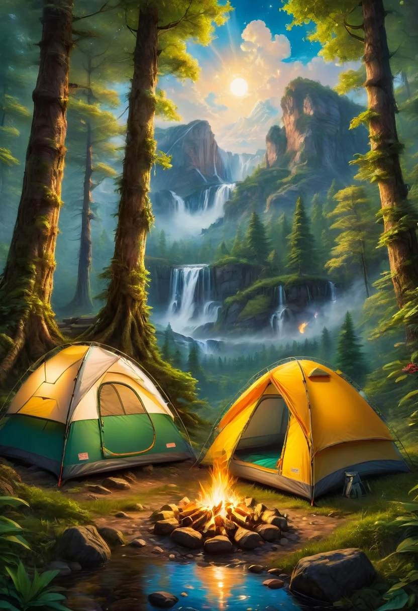 Outdoor Camping, by Lilia Alvarado, best quality, masterpiece, very aesthetic, perfect composition, intricate details, ultra-detailed