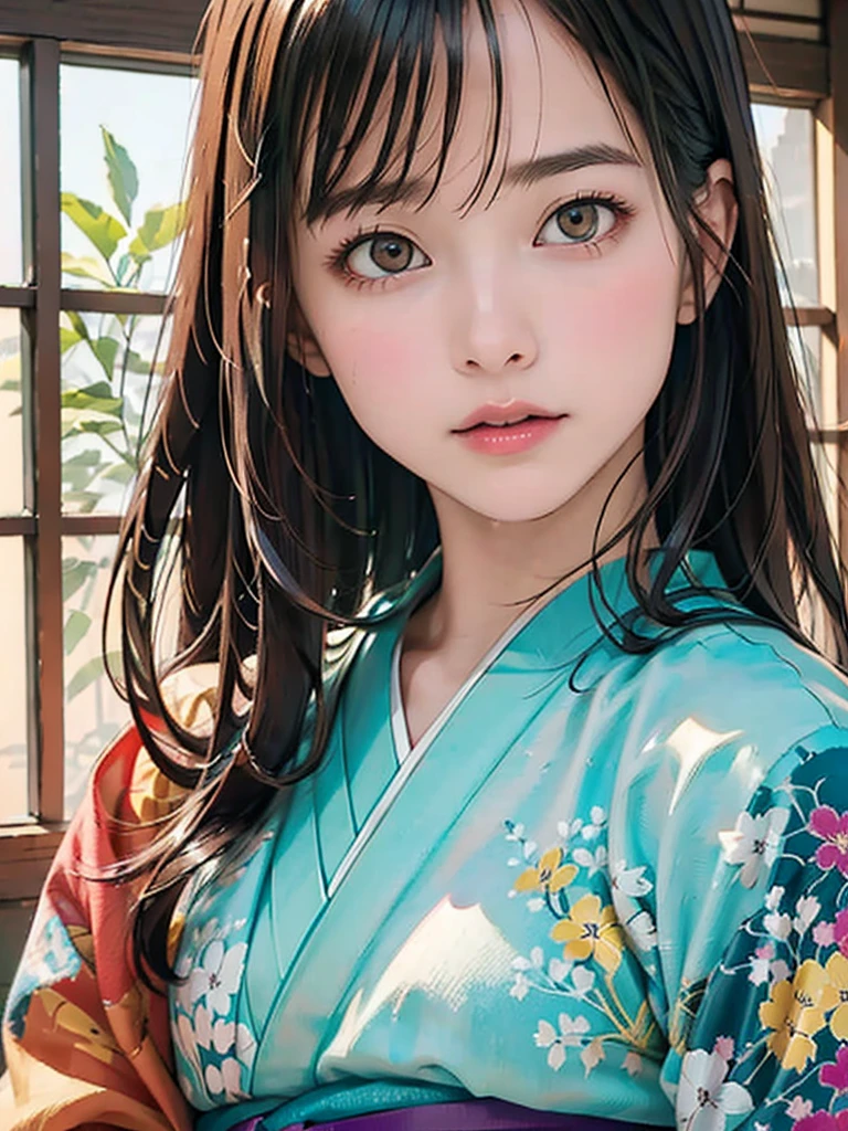 (highest quality、8k、32k、masterpiece)、(masterpiece,up to date,Exceptional:1.2), anime,One girl,Front hair,black_hair, Beautiful 8k eyes,Looking_in_Audience,One person in,Are standing,((Very beautiful woman, Fuller lips, Japanese pintern kimono))、((Colorful Japanese kimono)))、(((Medium Shot)))、Blunt bung、(High resolution)、Very beautiful face and eyes、1 girl 、Round and small face、Narrow waist、delicine body、(highest quality high detail Rich skin details)、(highest quality、8k、Oil paints:1.2)、Very detailed、(Realistic、Realistic:1.37)、Bright colors、(((blackhair)))、(((Long Hair)))、(((cowboy pictures)))、((( Inside an old Japanese house with a (short focus lens:1.4),)))、(masterpiece, highest quality, highest quality, Official Art, beautifully、aesthetic:1.2), (One girl), Very detailedな,(Fractal Art:1.3),colorful,Most detailed,Sengoku period(High resolution)、Very beautiful face and eyes、1 girl 、Round and small face、Tight waist、Delicine body、(highest quality high detail Rich skin details)、(highest quality、8k、Oil paints:1.2)、(Realistic、Realistic:1.37)、Greg Rutkowski Written by Alphonse Mucha Ropp,short ,uchikake,nishijin ori,(realistic light and shadow), (real and delicate background),(muted colors, dim colors, soothing tones:1.3), low saturation, (hyperdetailed:1.2), (noir:0.4),drow,blurry_light_background,lens flare, (vibrant color:1.2), cinematic lighting, ambient lighting,Single Shot,Shallow Focus,pink lip,blurry light background,ethereal background, cinematic shot, ,Retro Art-style,Shot with medium format camera,break pastel,perfect light,cartoon,anime,graffiti,guweiz style,head to thigh portrait
