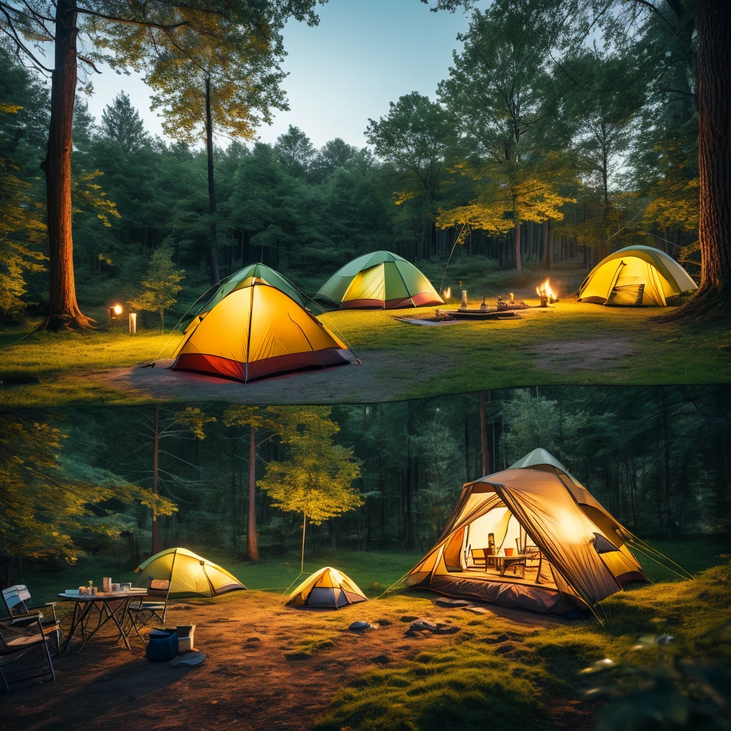 Outdoor Camping, best quality, masterpiece, very aesthetic, perfect composition, intricate details, ultra-detailed
