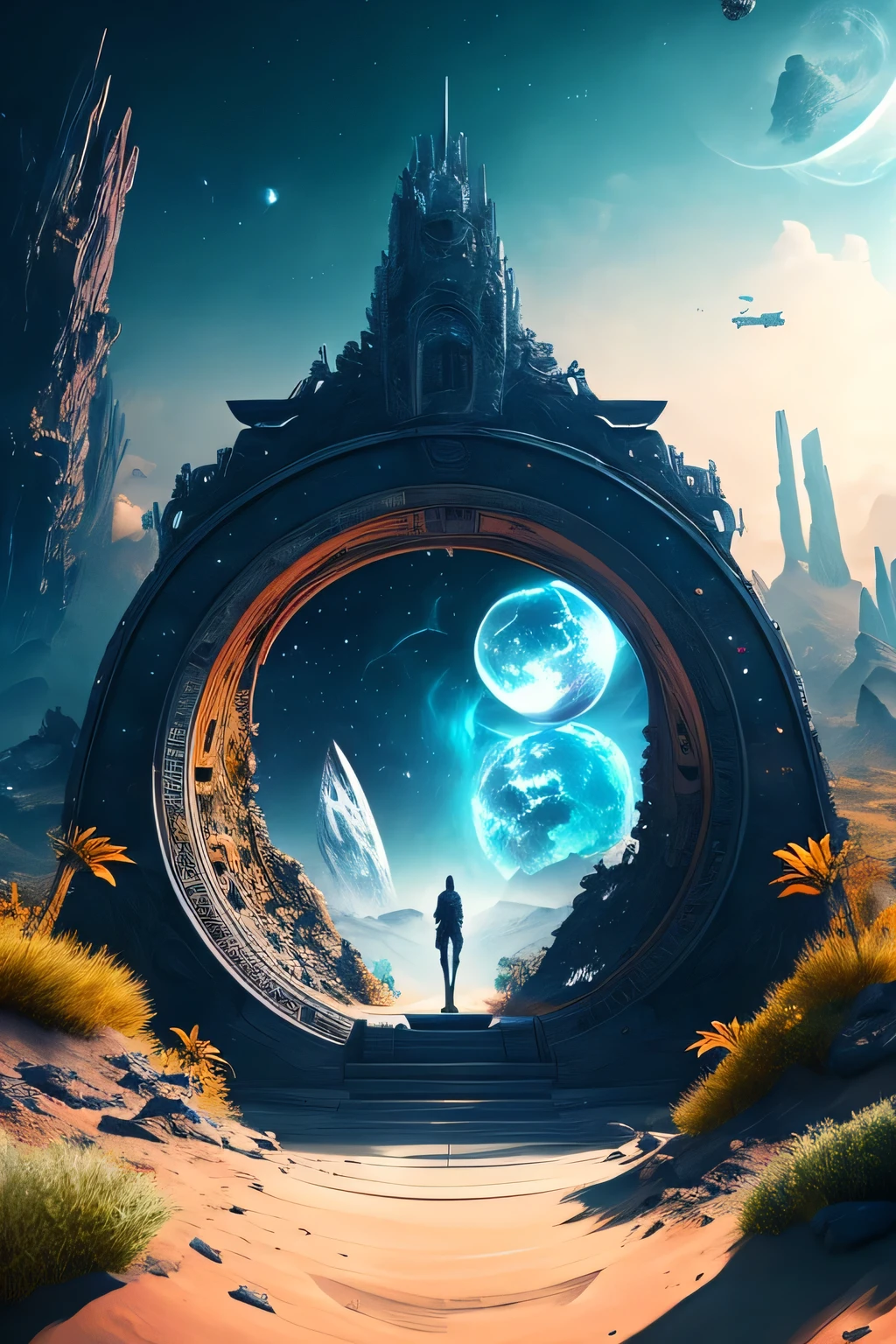 Forgotten portal to unknown space, por Hiroyuki, melhor qualidade, Obra de arte, High Definition Details, 8K